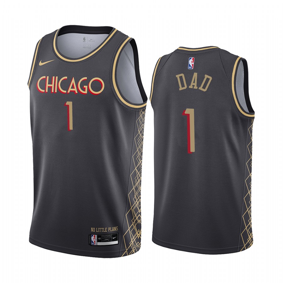 Chicago Bulls Fathers Day Black No.1 Dad Jersey