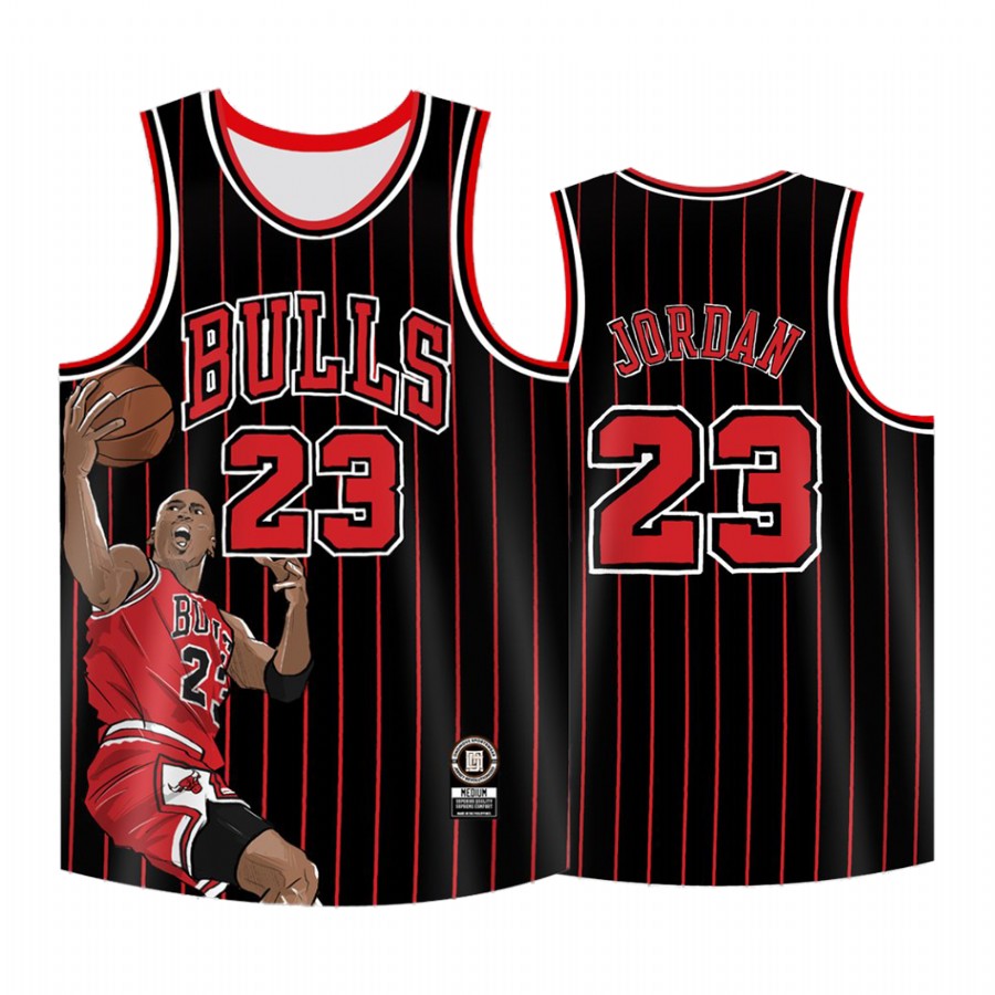 Chicago Bulls #23 Michael Jordan Jersey Cool Man Black