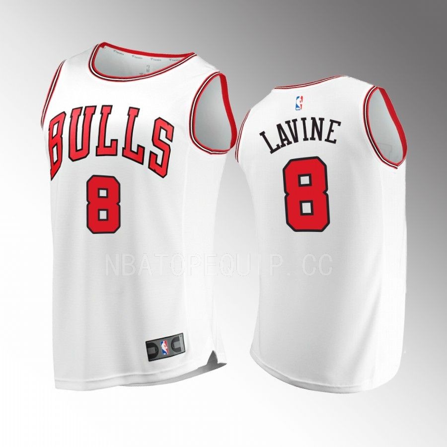 Chicago Bulls #8 Zach LaVine Association Jersey White