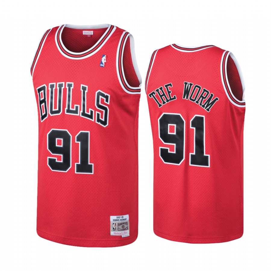 Chicago Bulls #91 Dennis Rodman Red Hardwood Classics Men's Jersey