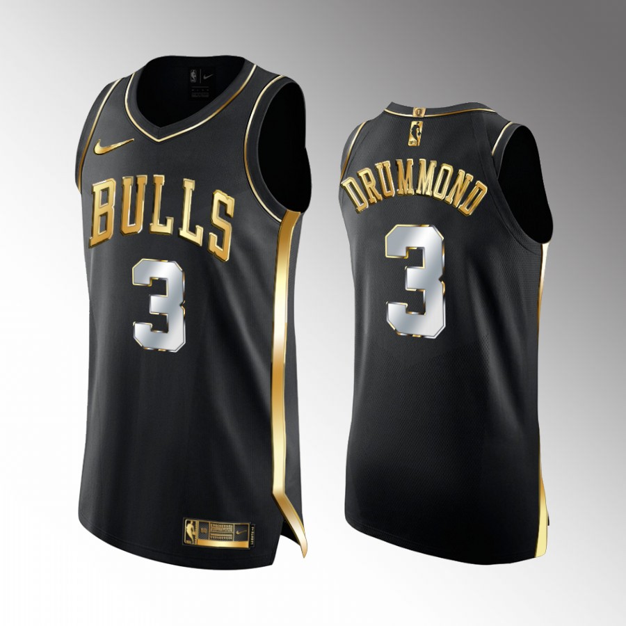 Chicago Bulls Andre Drummond Black Jersey Golden Edition #3