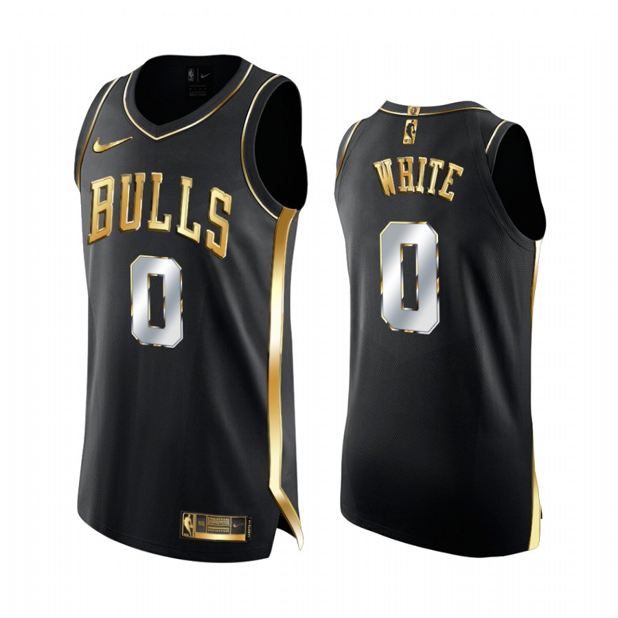 Chicago Bulls Coby White Black Golden Edition Limited Jersey 
