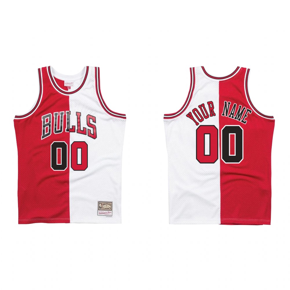 Chicago Bulls Custom #00 Split Jersey Men's