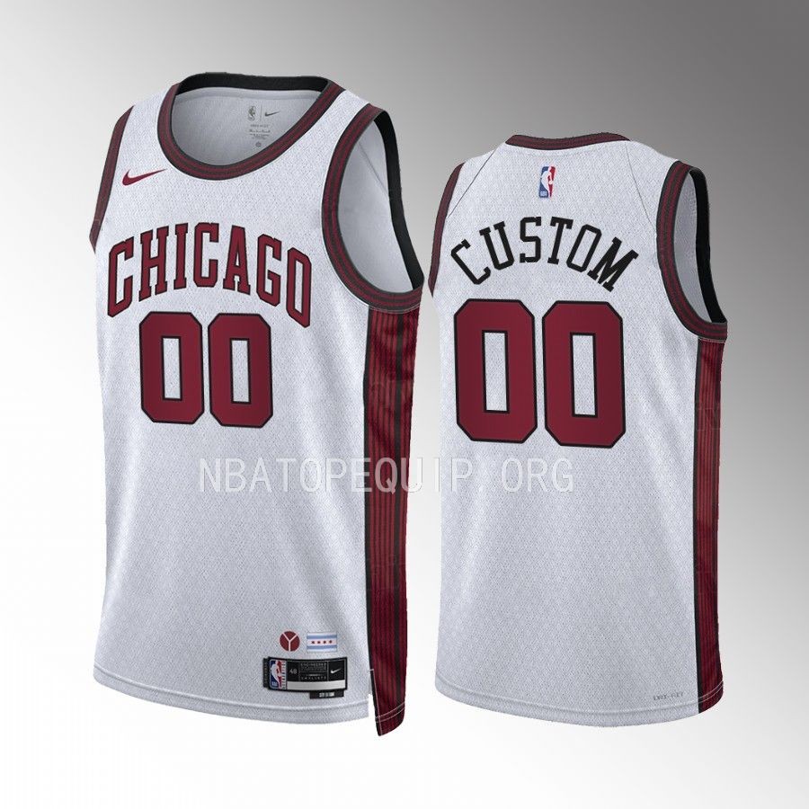 Chicago Bulls Custom City Edition White #00 Jersey Swingman
