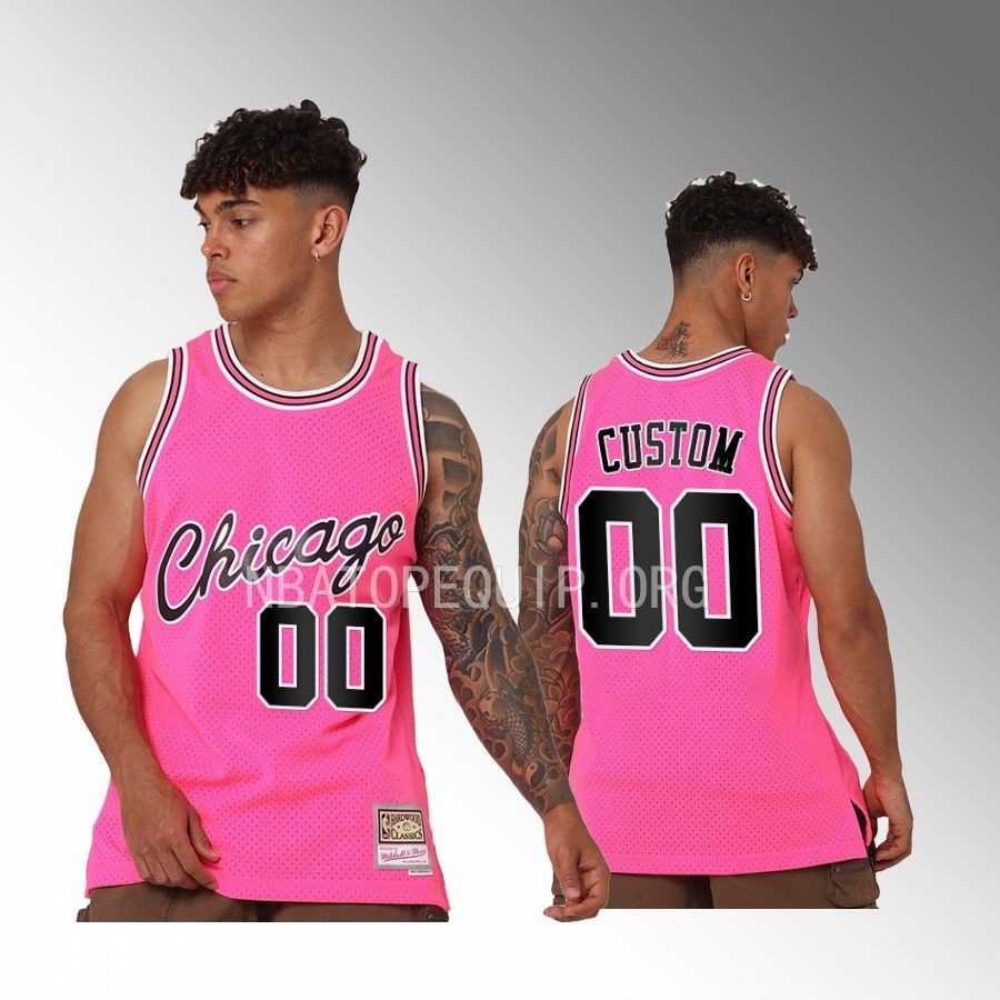 Chicago Bulls Custom Neon Tropical #00 Pink Swingman Jersey