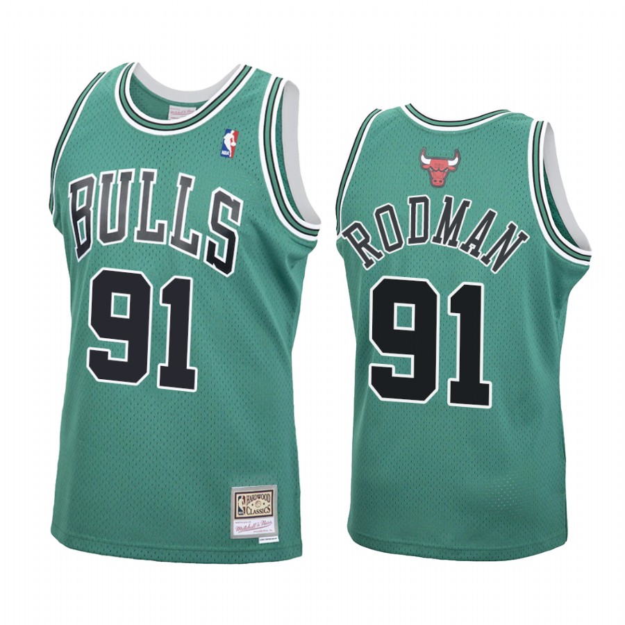 Chicago Bulls Dennis Rodman #91 Green St. Patrick Jersey