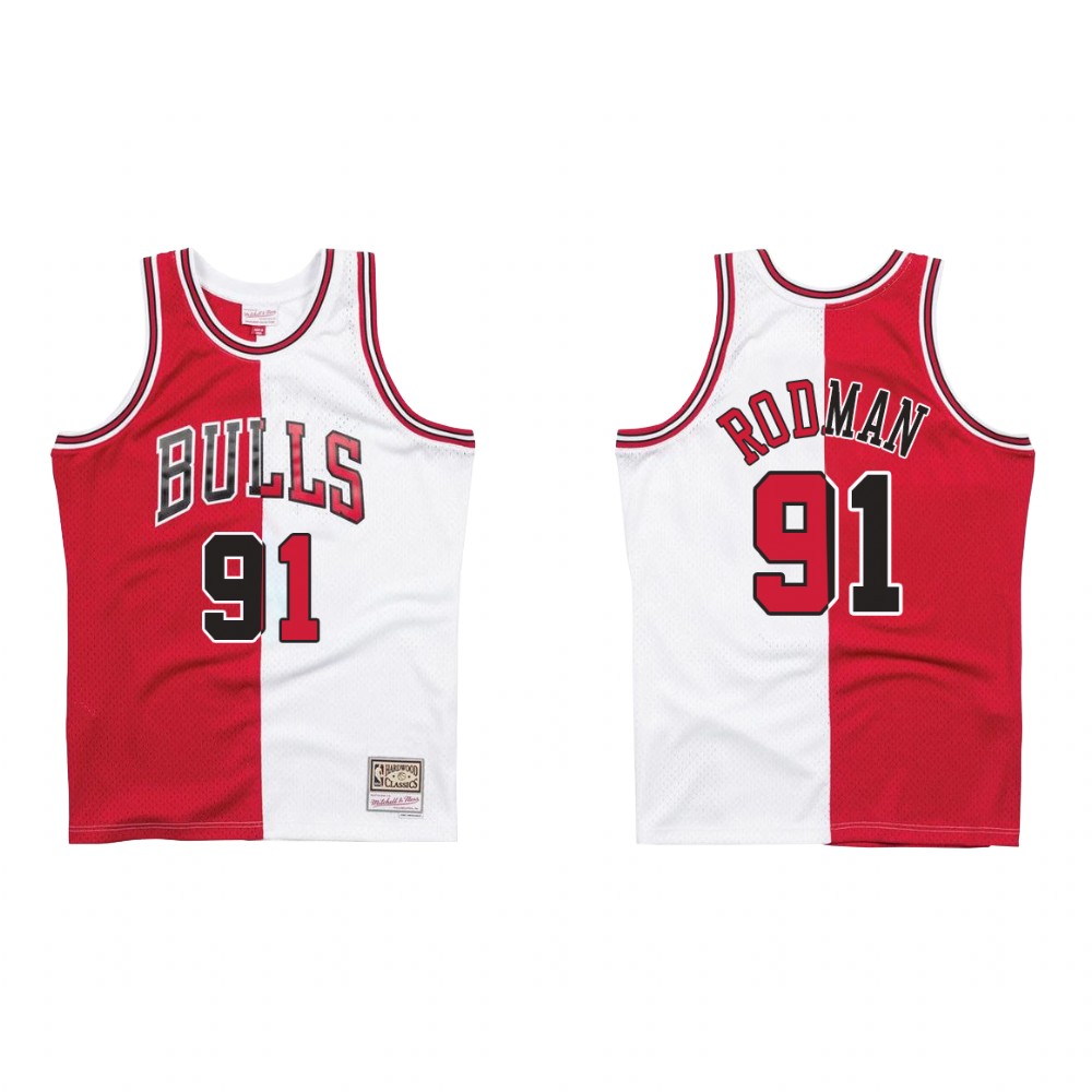 Chicago Bulls Dennis Rodman #91 Split Jersey Men's