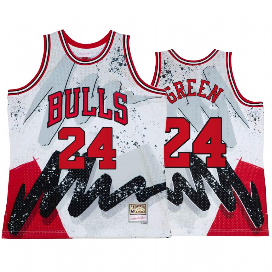 Chicago Bulls Javonte Green Hyper Hoop #24 White Throwback 90s Jersey