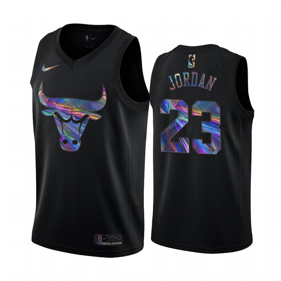 Chicago Bulls Michael Jordan #23 Jersey Iridescent Holographic Black Limited Edition