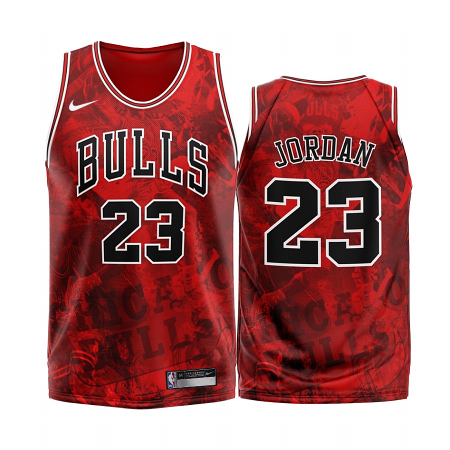 Chicago Bulls Michael Jordan #23 Red Fashion Edition Jersey