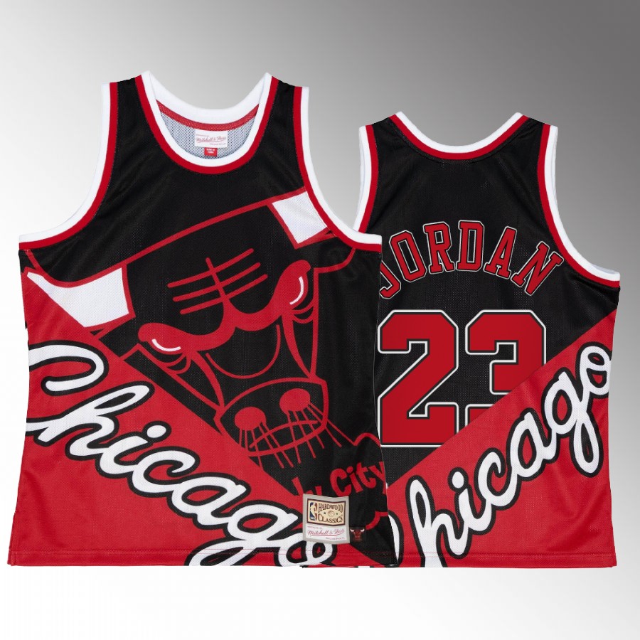 Chicago Bulls Michael Jordan Big Face 5.0 #23 Tank Top Red Black Two-Tone Fashion Men's Jersey Shirt