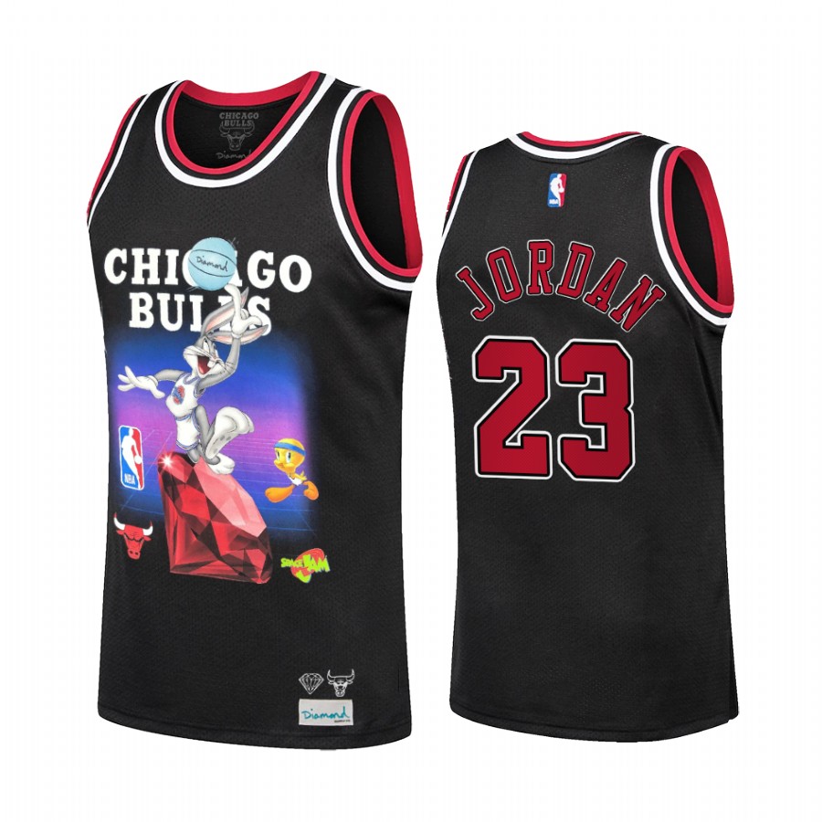 Chicago Bulls Michael Jordan Diamond Supply Co. x Space Jam x #23 Black Jersey