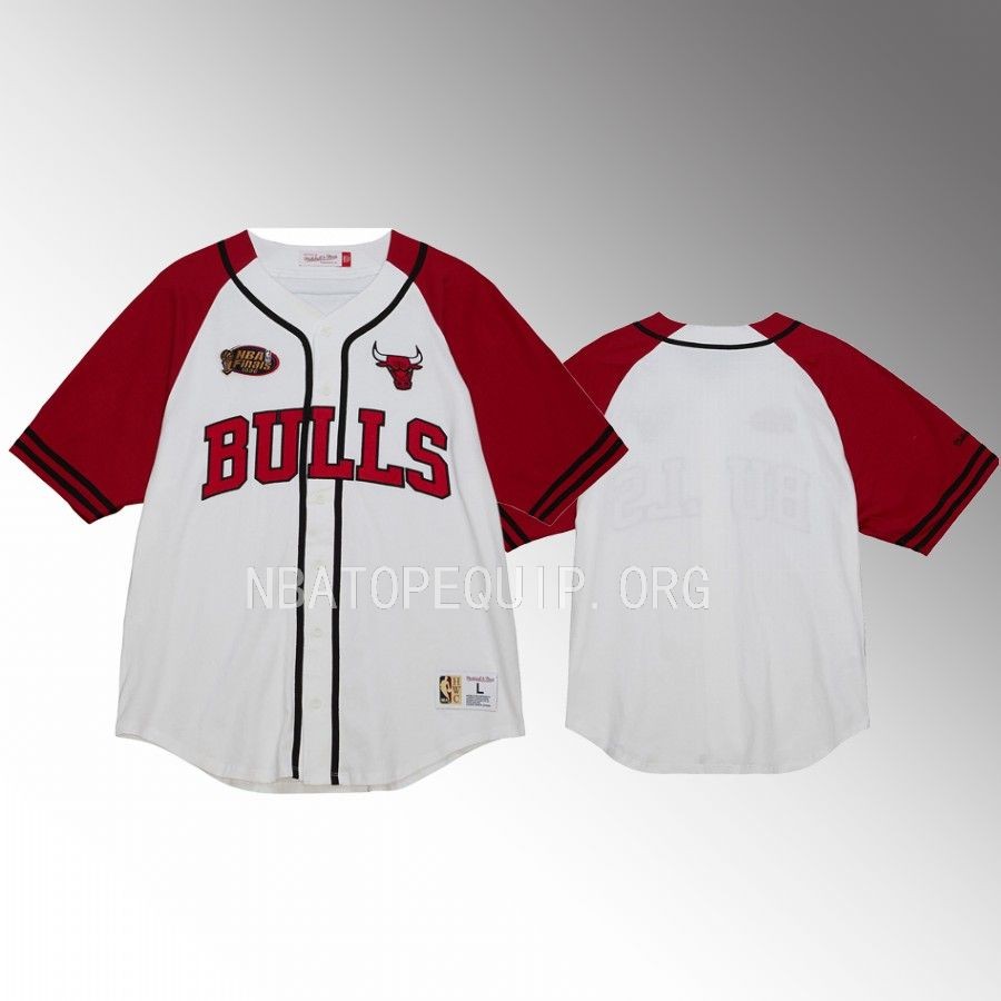 Chicago Bulls Mitchell Ness White Baseball Jersey