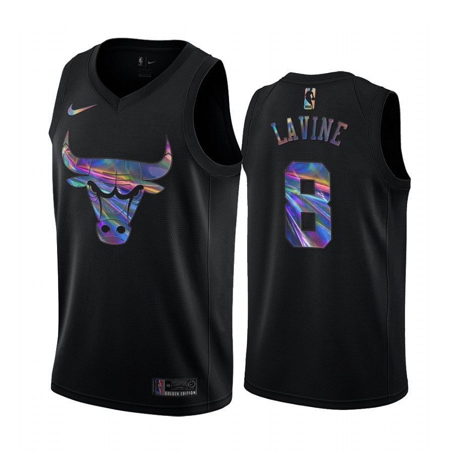 Chicago Bulls Zach LaVine #8 Jersey Iridescent Holographic Black Limited Edition