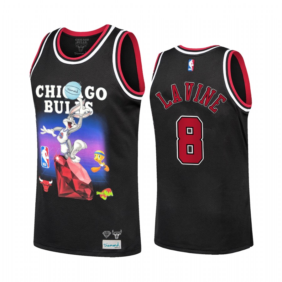 Chicago Bulls Zach LaVine Diamond Supply Co. x Space Jam x #8 Black Jersey