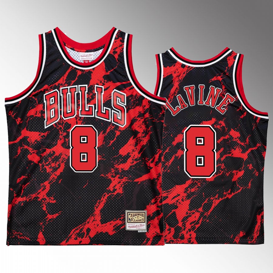 Chicago Bulls Zach LaVine Red Marble Swingman Men Jersey Hardwood Classics