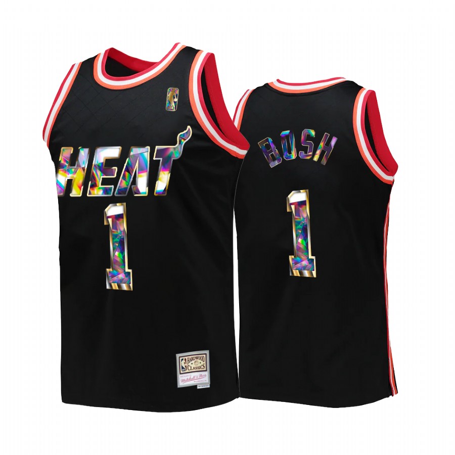 Chris Bosh #1 Miami Heat 75th Diamond Anniversary Black Throwback Jersey