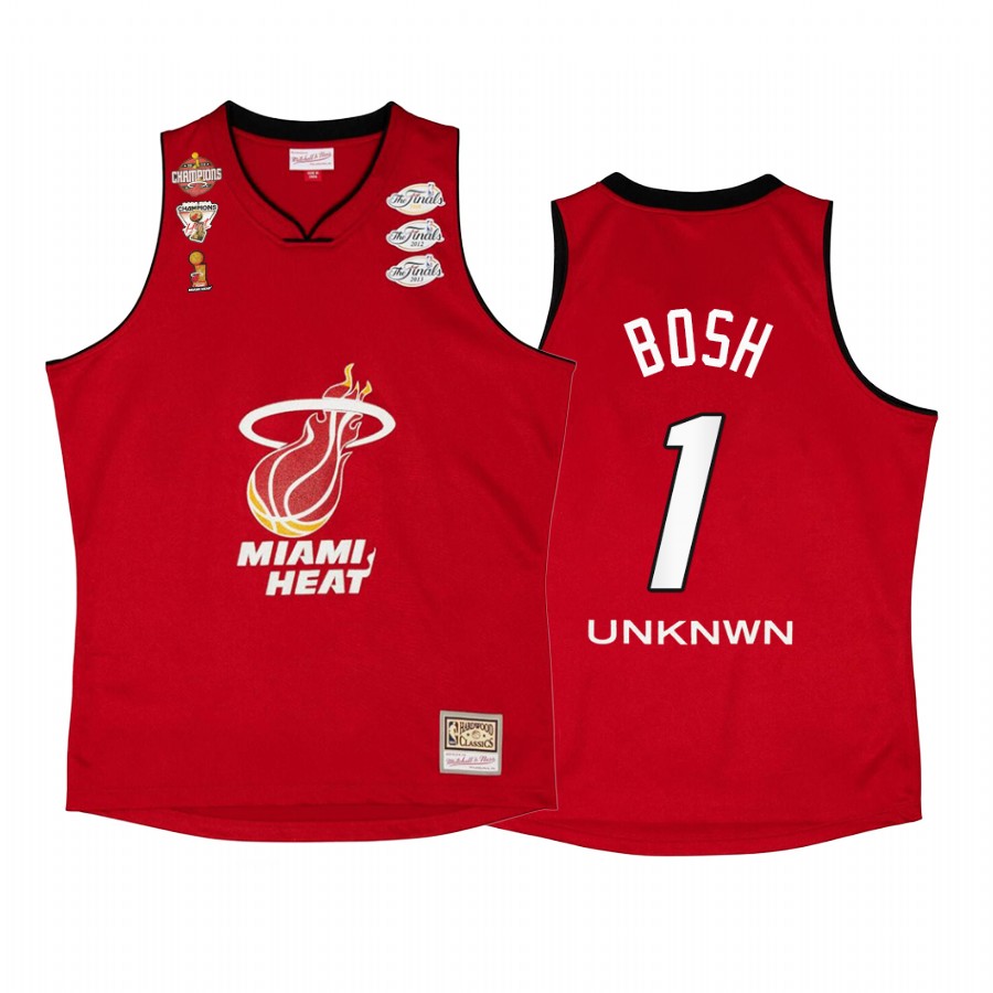 Chris Bosh #1 Miami Heat My Towns Unknwu Red Finals Champs Jersey