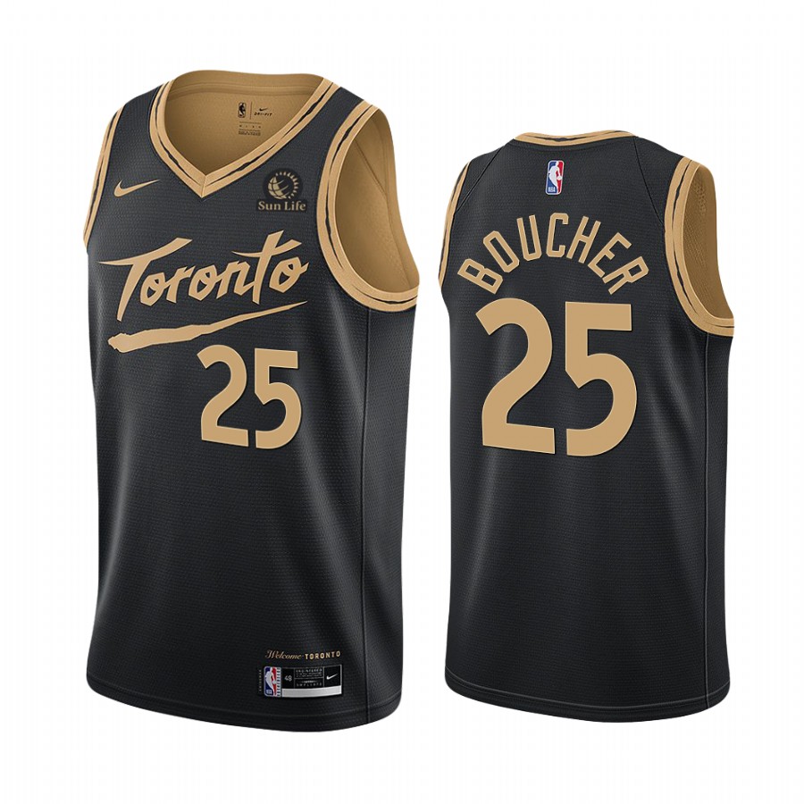 Chris Boucher Toronto Raptors City Black #25 Jersey Sun Life Patch