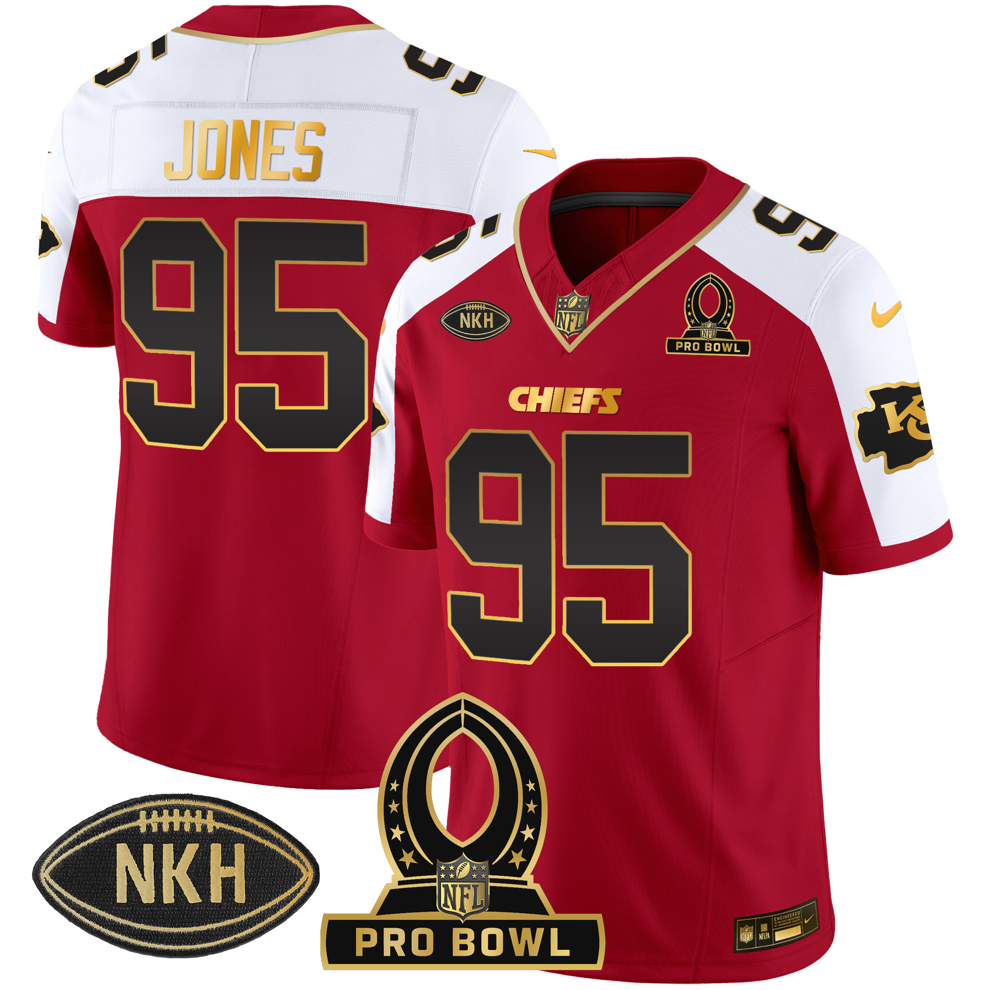 Chris Jones Men's Kansas City Chiefs Pro Bowl Patch Vapor Red Alternate Jersey