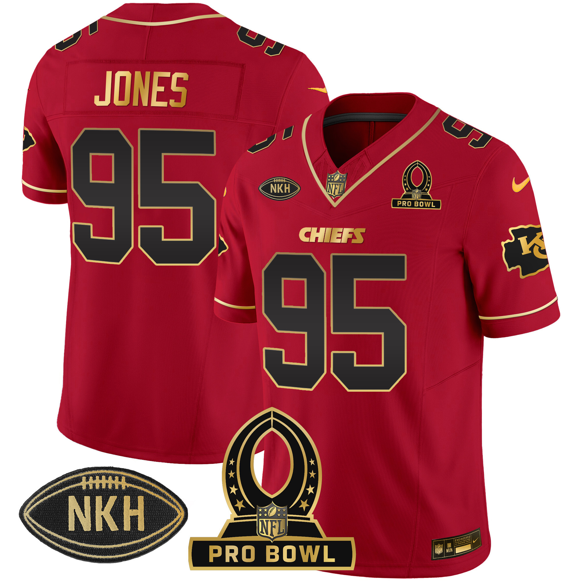 Chris Jones Men's Kansas City Chiefs Pro Bowl Patch Vapor Red Special Jersey