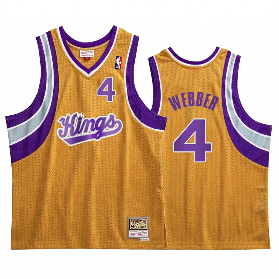 Chris Webber #4 Sacramento Kings Gold Hardwood Classics Jersey