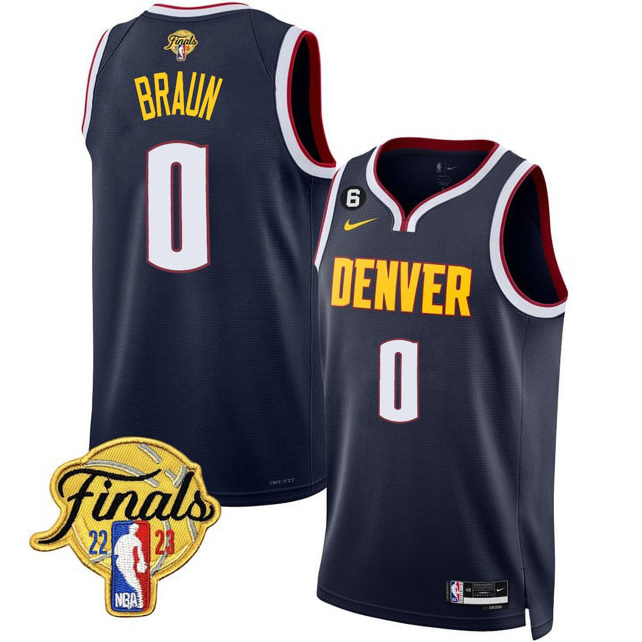 Christian Braun Denver Nuggets Finals Patch Navy Jersey - All Stitched