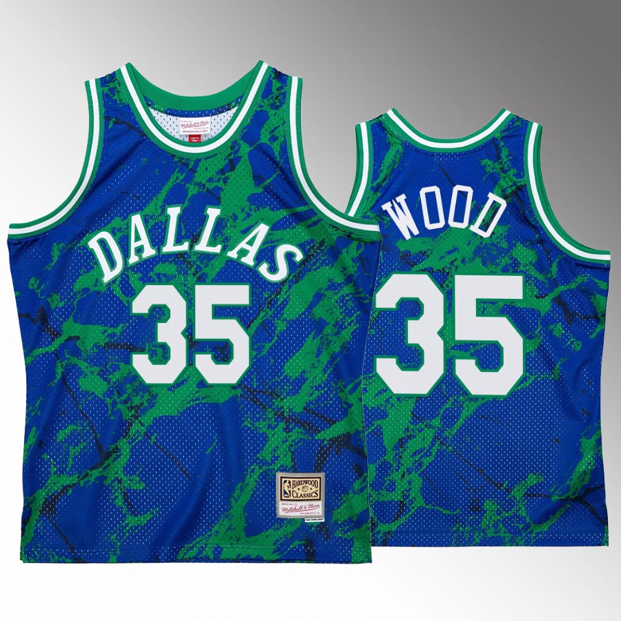 Christian Wood #35 Dallas Mavericks Marble Swingman Blue Hardwood Classics Jersey