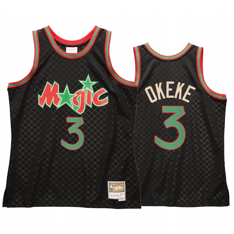 Chuma Okeke 3 Orlando Magic Neapolitan Black Jersey Hardwood Classics
