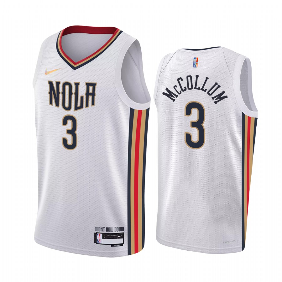 C.J. McCollum New Orleans Pelicans White #3 Association Edition Jersey Diamond Badge