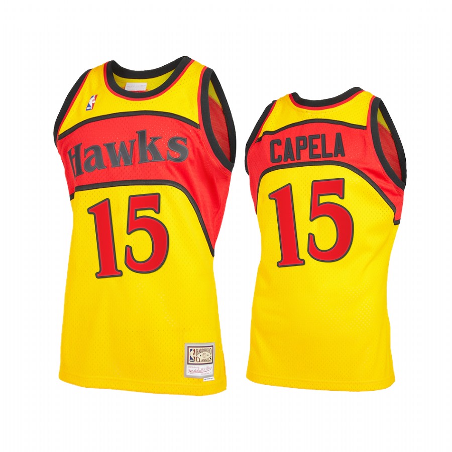 Clint Capela 15 Atlanta Hawks Reload 2.0 Yellow Jersey Throwback