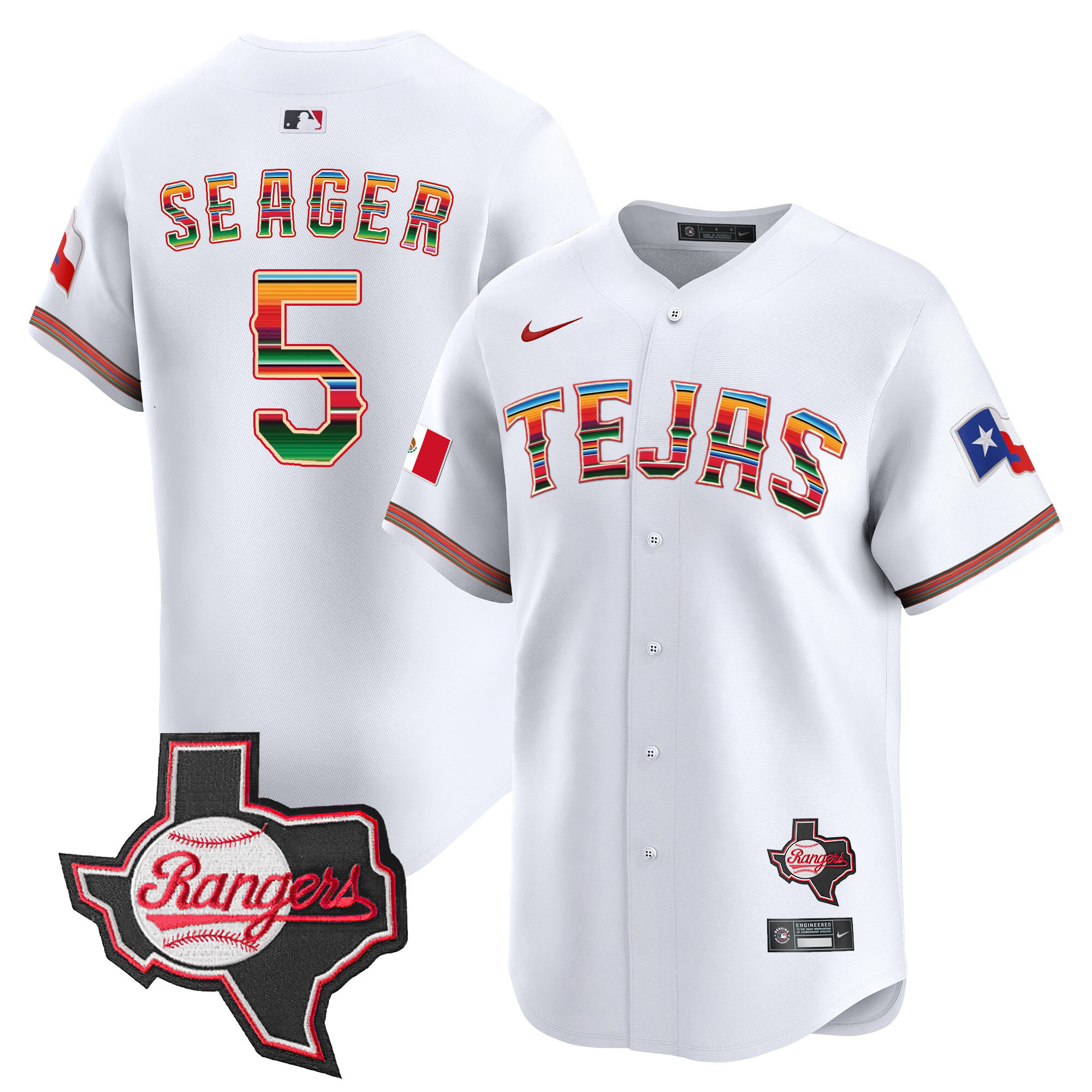 Corey Seager Men's Texas Rangers Mexico Texas Patch Vapor Premier Limited White Jersey