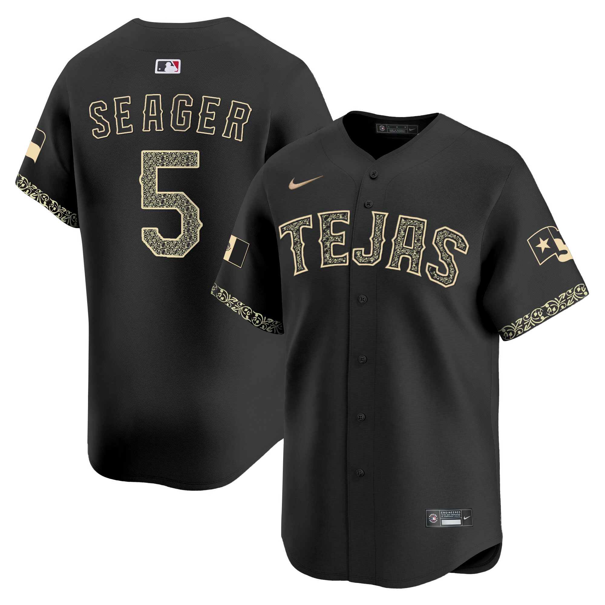 Corey Seager Men's Texas Rangers Mexico Vapor Premier Limited V2 Black Heritage Jersey