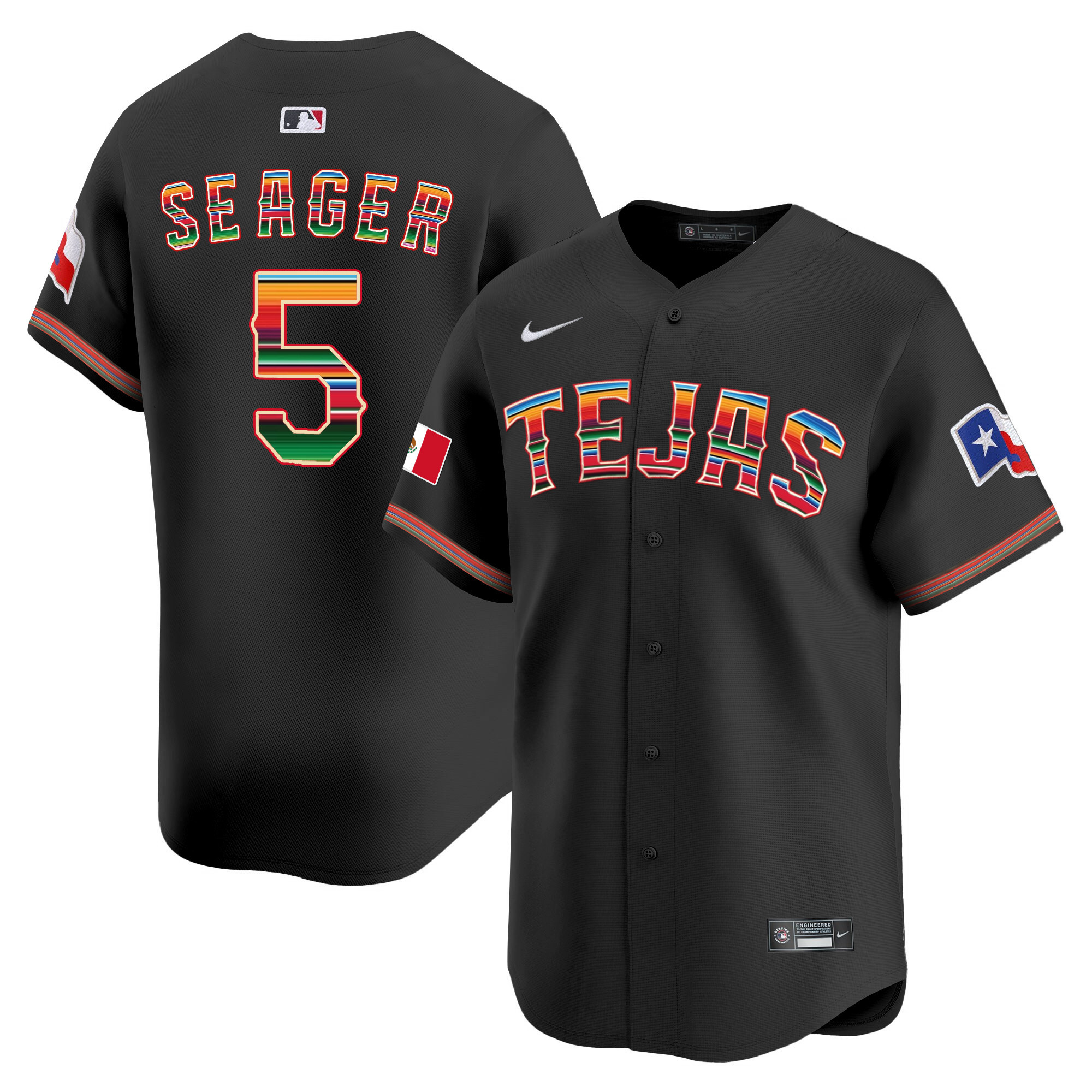 Corey Seager Men's Texas Rangers Mexico Vapor Premier Limited V2 Black Jersey
