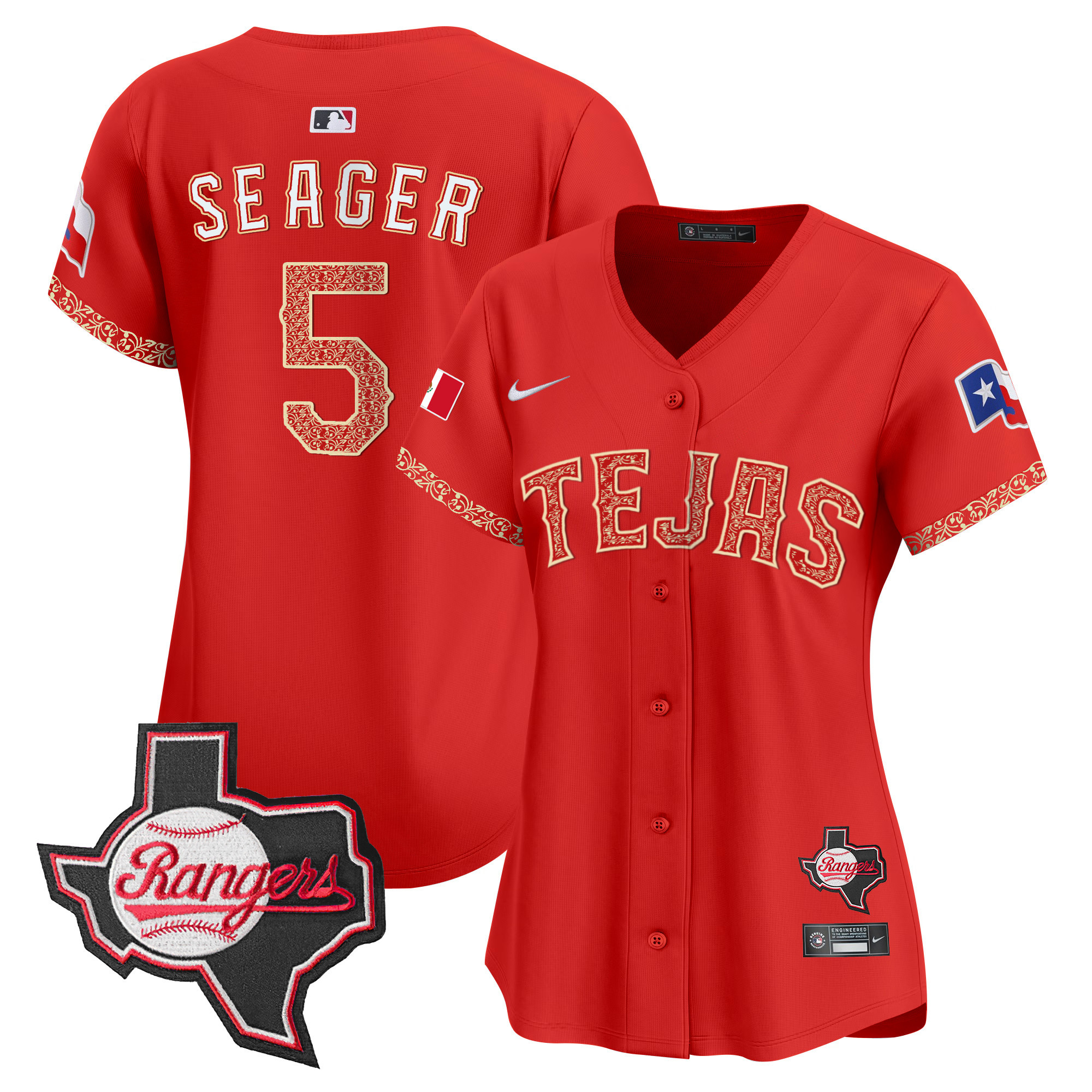 Corey Seager Women's Texas Rangers Mexico Texas Patch Vapor Premier Limited Red Jersey