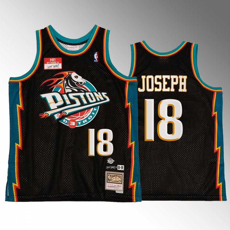 Cory Joseph #18 Detroit Pistons Bleacher Remix Black Hardwood Classics Jersey