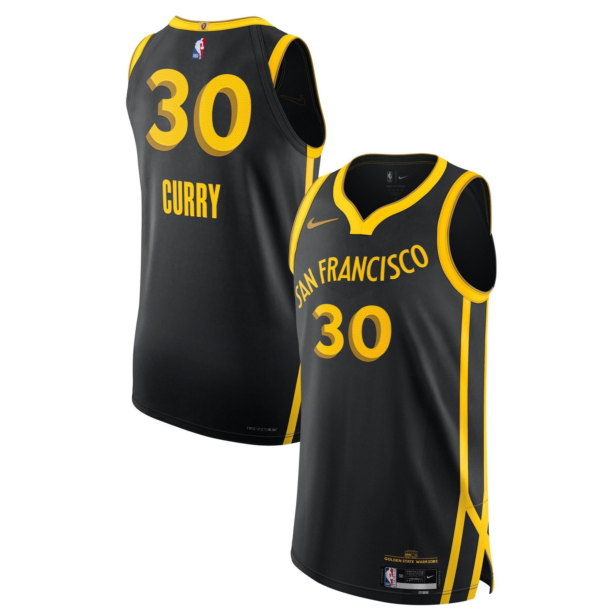 Curry Golden State Warriors City Edition Black Jersey - All Stitched
