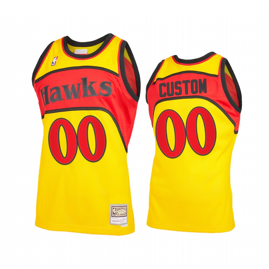 Custom 00 Atlanta Hawks Reload 2.0 Yellow Jersey Throwback