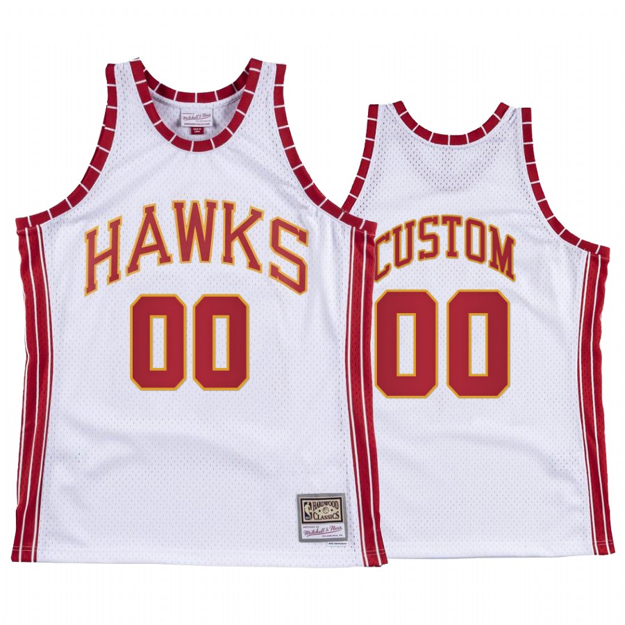 Custom #00 Atlanta Hawks Hardwood Classics Jersey White