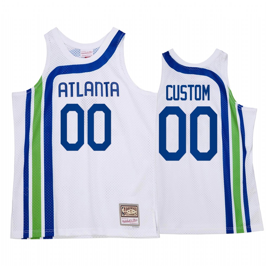 Custom #00 Atlanta Hawks HWC Throwback Jersey White