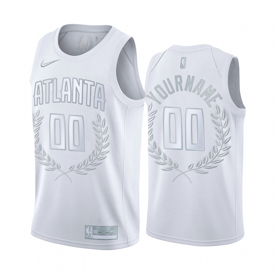 Custom #00 Atlanta Hawks White Glory Awards Limited Jersey