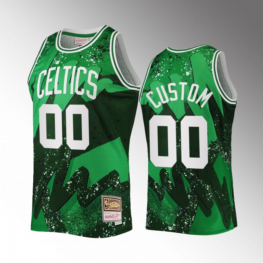 Custom #00 Boston Celtics Retro Tie-Dye Green 75th Jersey