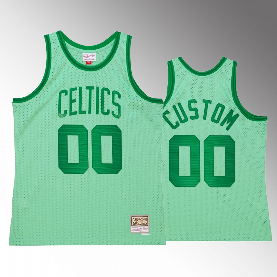 Custom #00 Boston Celtics Space Knit Green Hardwood Classics Jersey