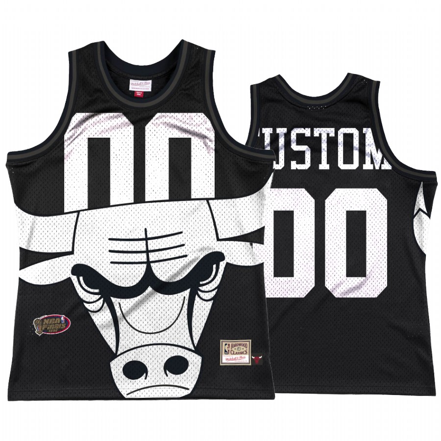 Custom #00 Chicago Bulls Big Face 3.0 Jersey Black