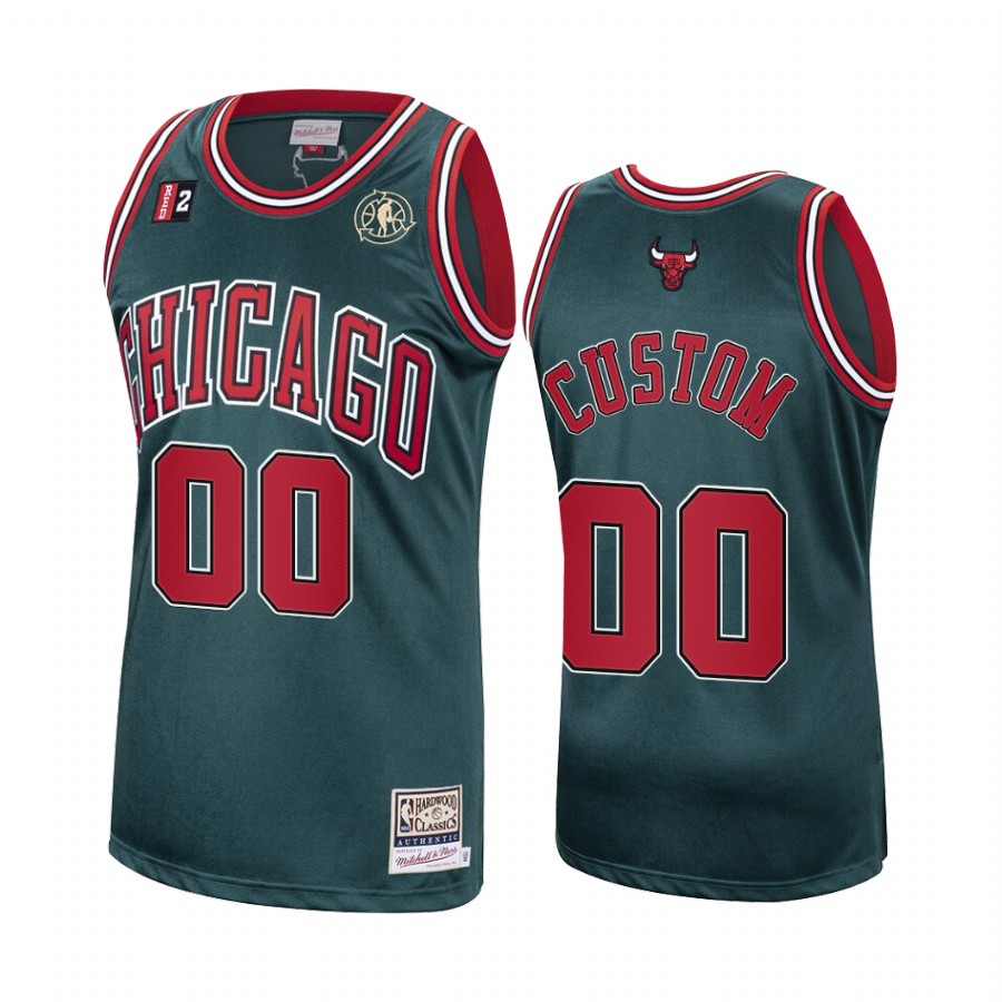 Custom #00 Chicago Bulls Green Hardwood Classics Jersey