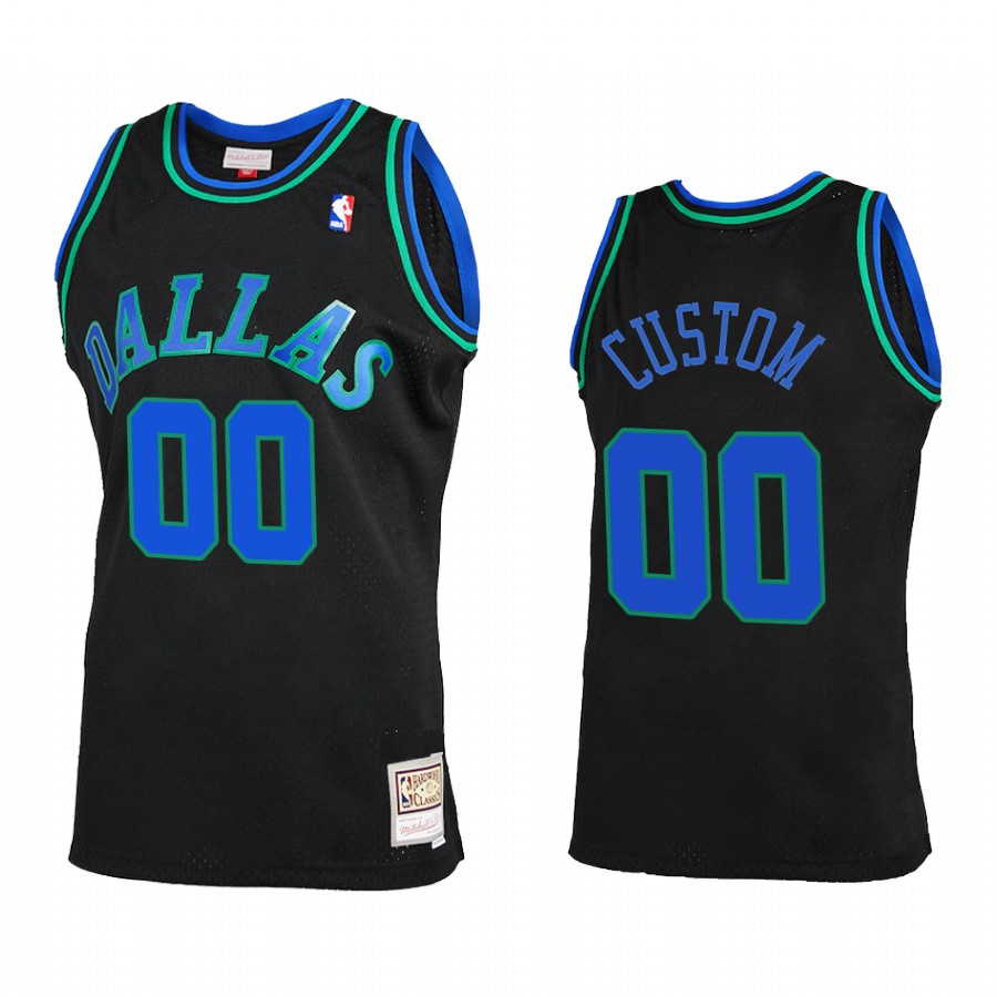 Custom 00 Dallas Mavericks Reload 2.0 Black Jersey Throwback