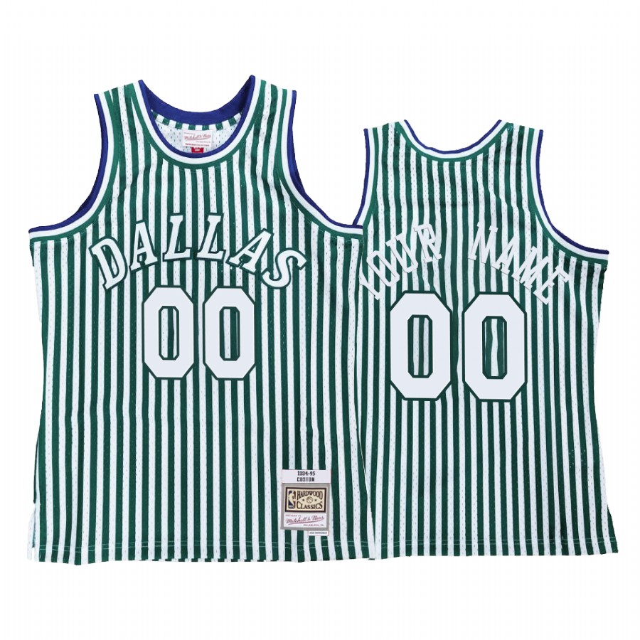 Custom #00 Dallas Mavericks Green Striped Jersey
