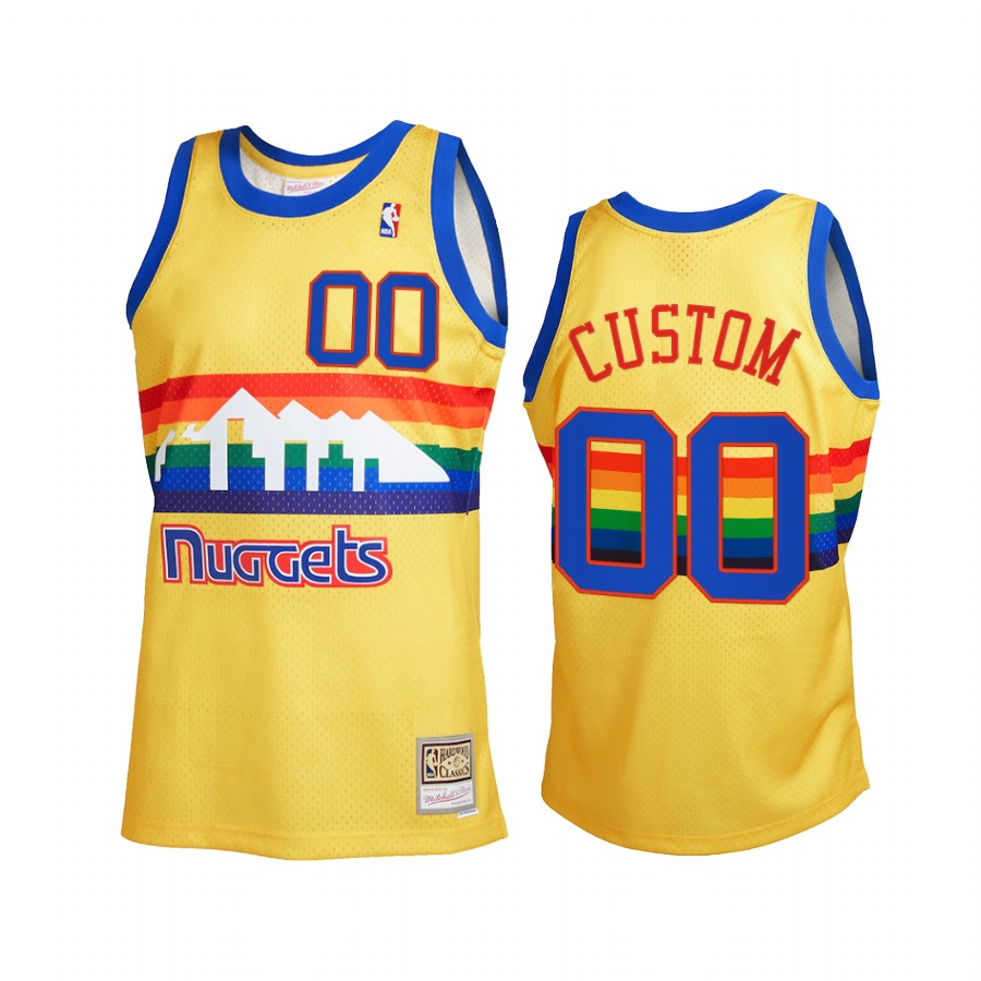 Custom 00 Denver Nuggets Reload 2.0 Gold Jersey Throwback