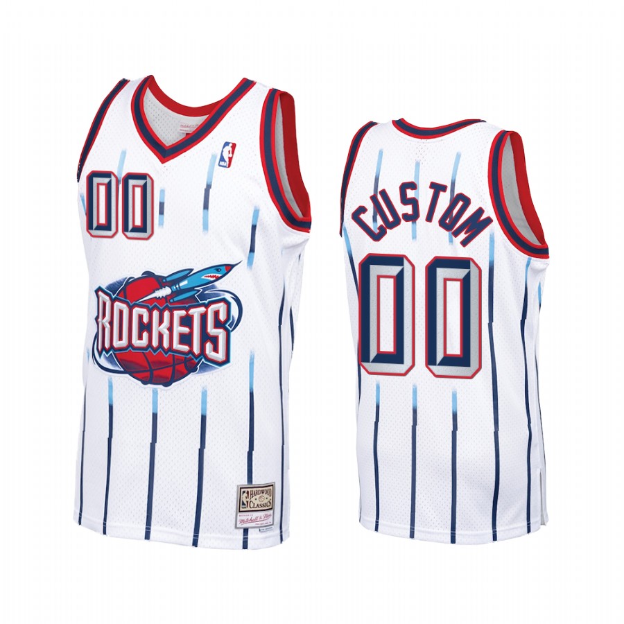 Custom #00 Houston Rockets Hardwood Classics Jersey White