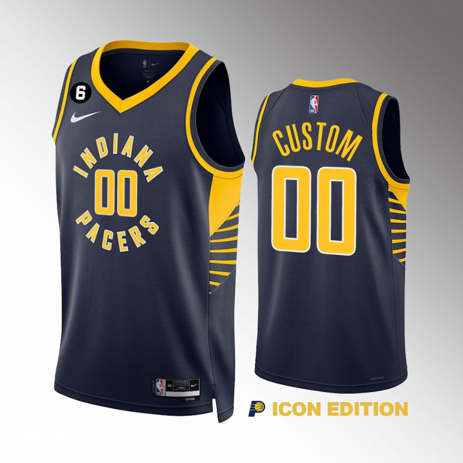 Custom 00 Indiana Pacers Navy Icon Edition Jersey Swingman
